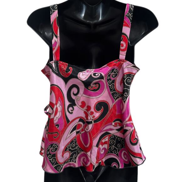 Y2k Bisou Bisou Satin Paisley Wrap Blouse - Picture 2 of 5